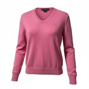 Ralph Lauren Sport Vintage Y2K Long Sleeve Pink V-neck Sweater Size XL